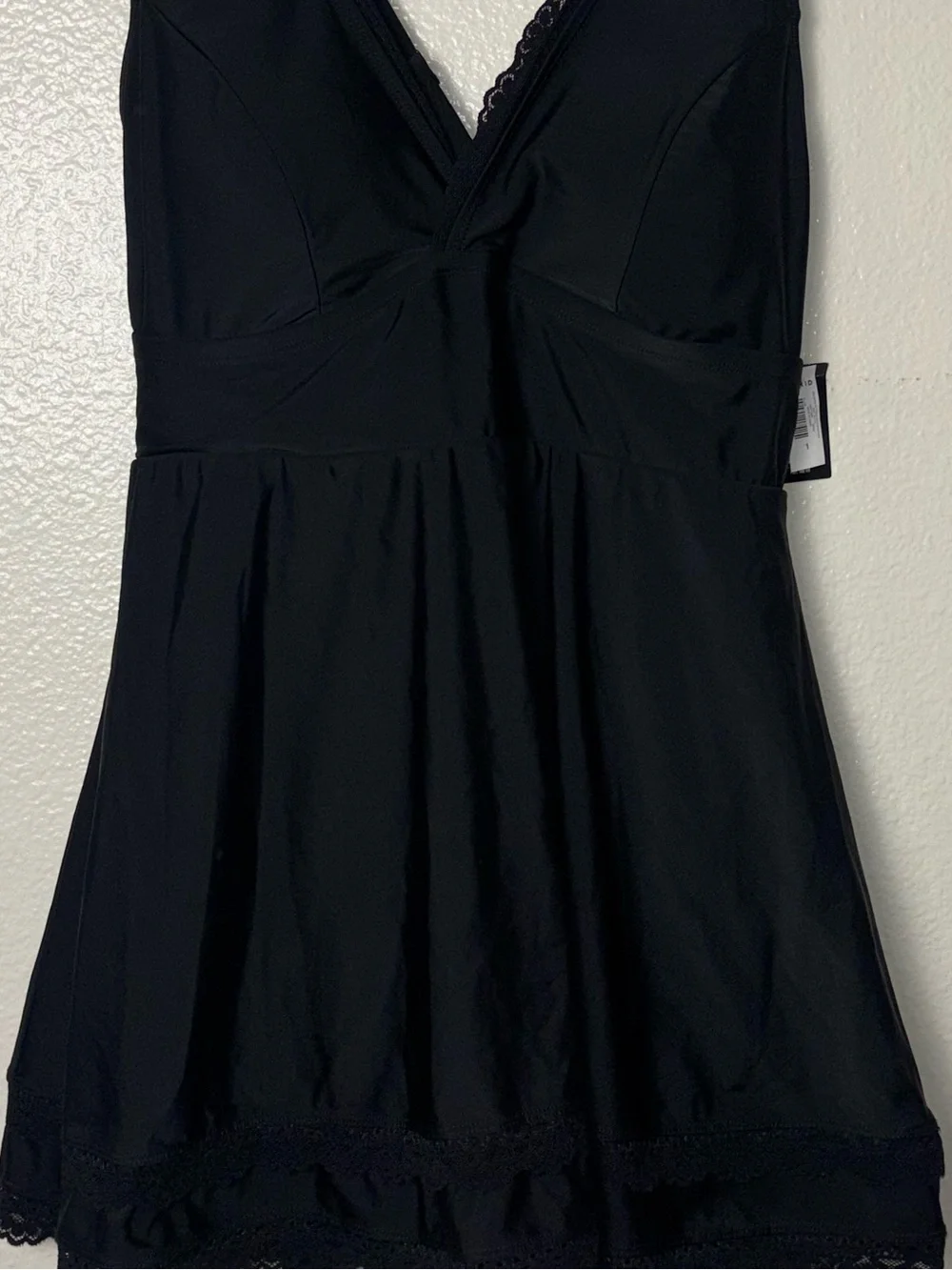 NWT TORRID Wireless Black Swim Dress with Brief woman's size 1X Deep v- neckline - Picture 8 of 16